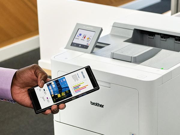 Person printing document from mobile device