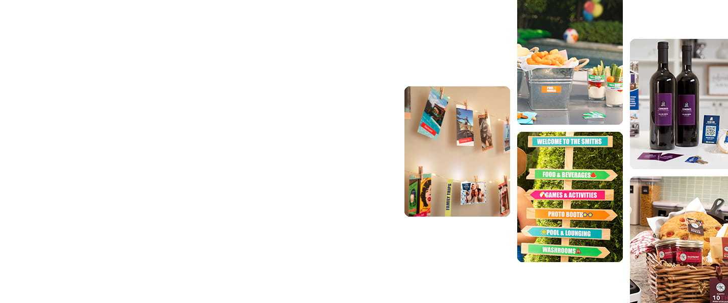 Collage of ColAura printed photos and labels 