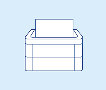 printer icon on blue background