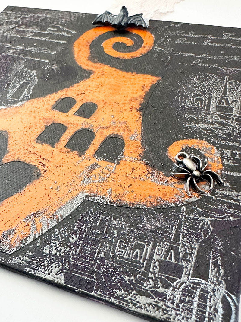 Close up of haunted house sign decor