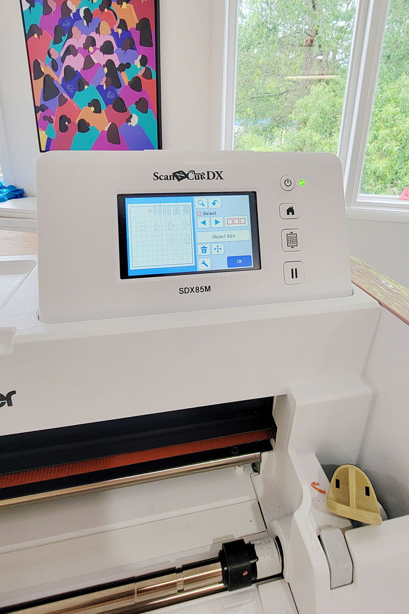 Close up of Brother ScanNCut cutting machine with screen on.
