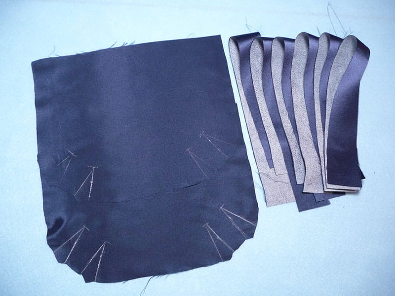 Sewing pattern on light blue background