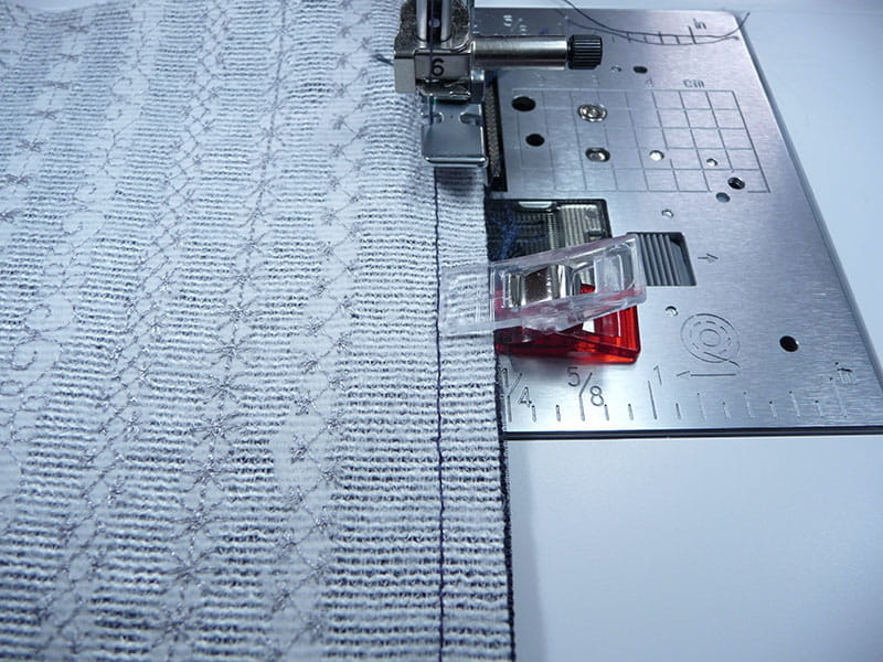 Lining up fabric for sewing machine