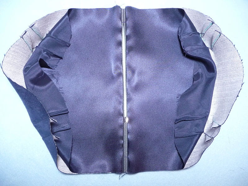 Fabrics sewed together to make bag