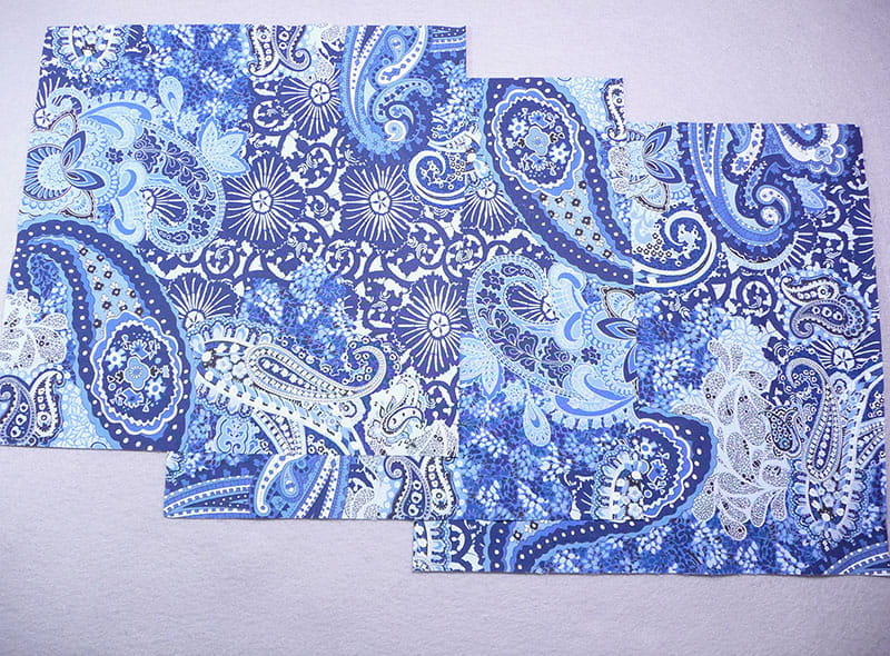 3 pieces of fabric next to each other