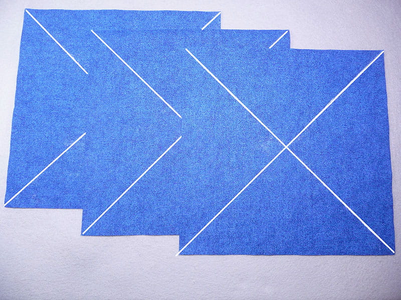 3 pieces of blue fabric next to each other
