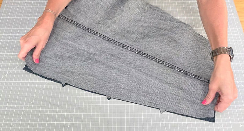 Stretching the fabric out for the project