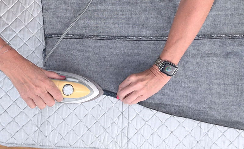 Ironing the sides to keep them in tact