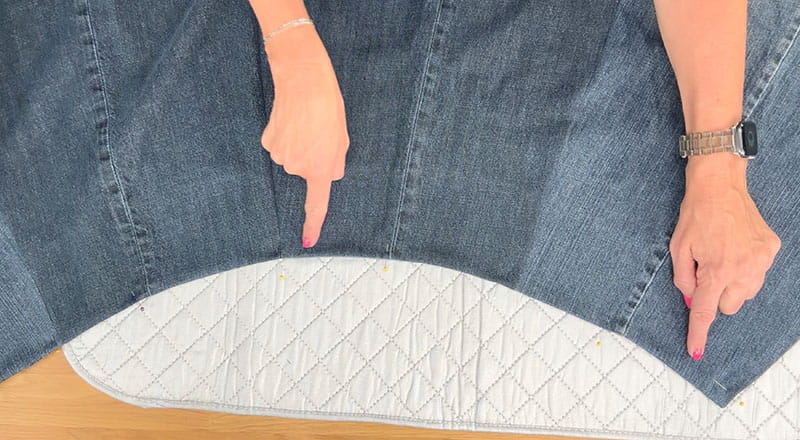 Showing where to stitch the fabric
