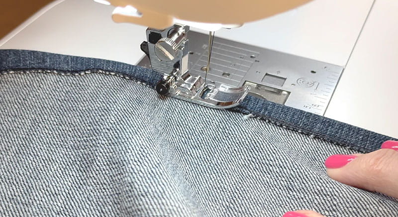 Hemming the bottom of the skirt