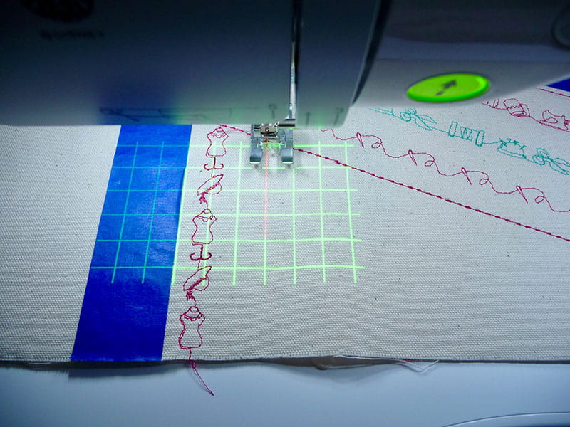 fabric prepared for embroidery design on embroidery machine.
