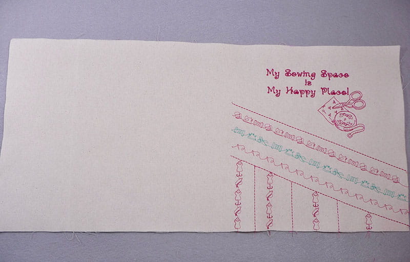 Fully embroidered My Sewing Space is my happy place notebook cover