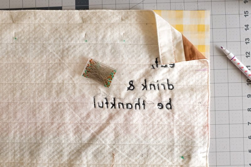 sewing words on your table runner