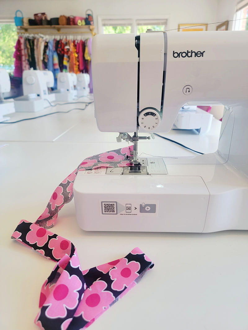 Stitching the fold so it closes