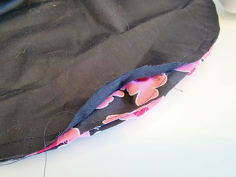 Folding the fabric inside out
