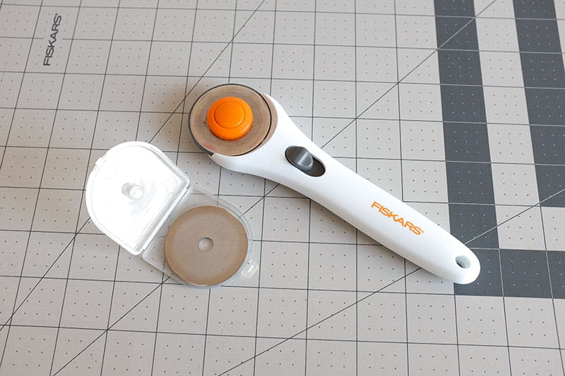 Rotary cutter on a sewing mat