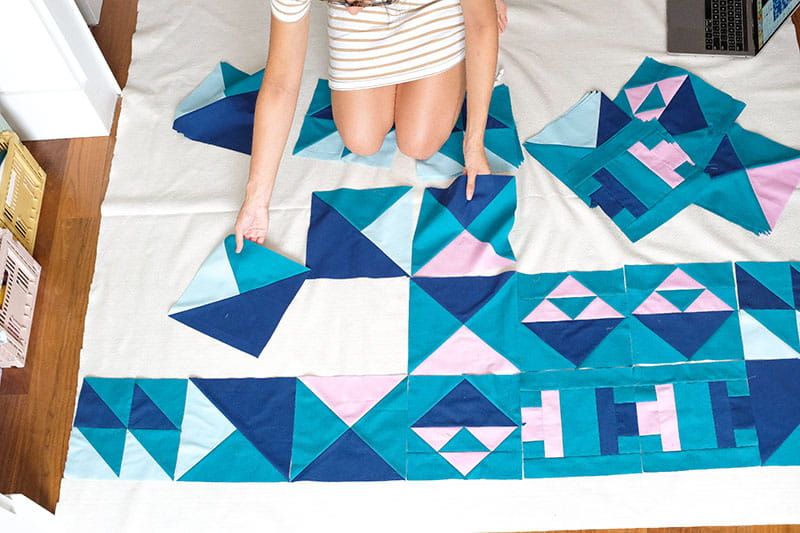 Quilt pattern on floor mat
