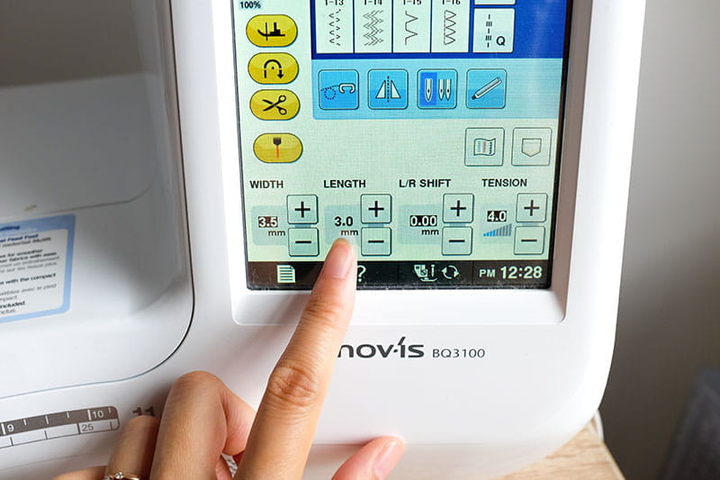 Touch screen of the sewing machine