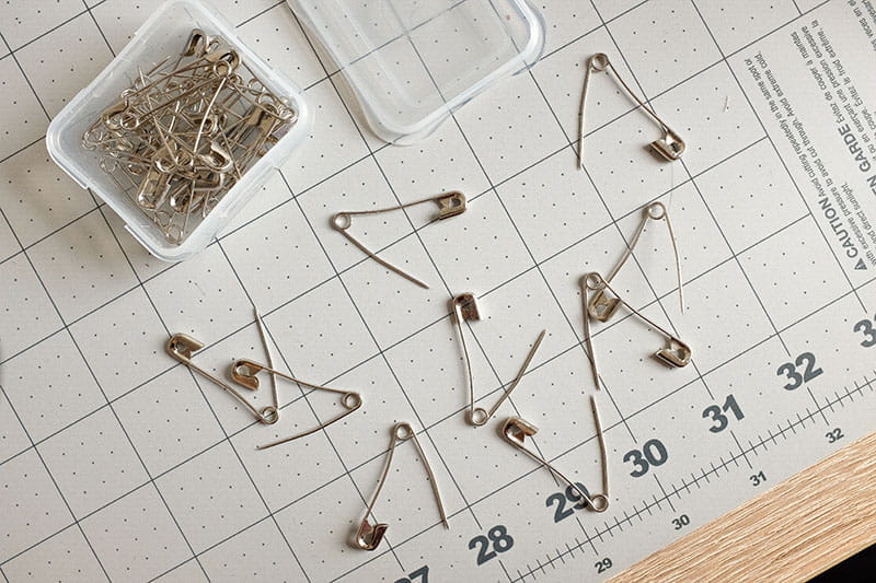 Pins on a cutting mat