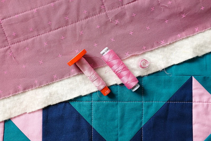Zoom in shot of the tools needed for the quilt