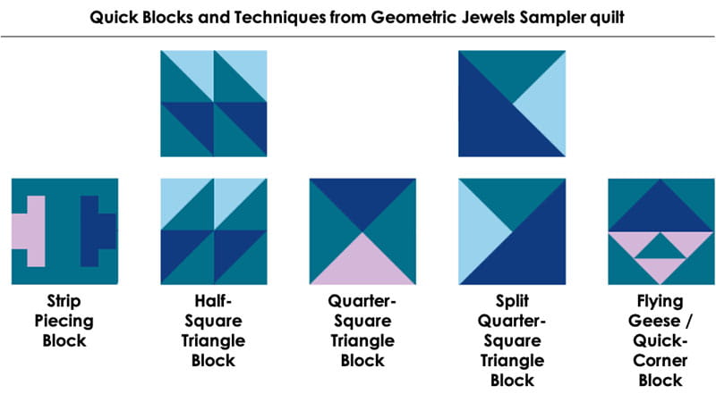 Layout of full quilt for Geometric Jewels Quilt