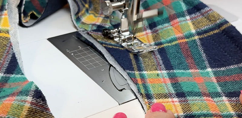 stitching around the brim to the top of the flannel cloth
