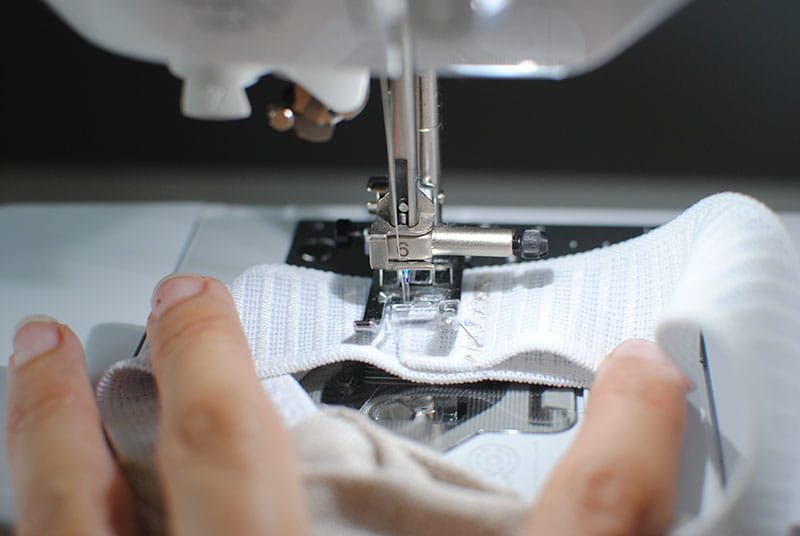 Sewing the piece of fabric together
