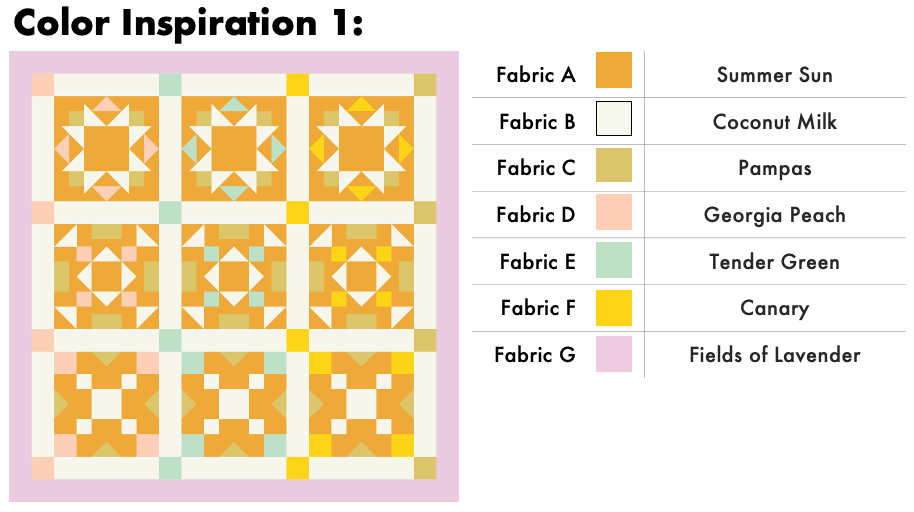 Color inspiration for Spring Serenade quilt in shades of yellow and orange