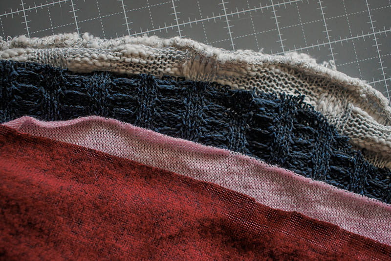Sweater knits ready to be sewed together