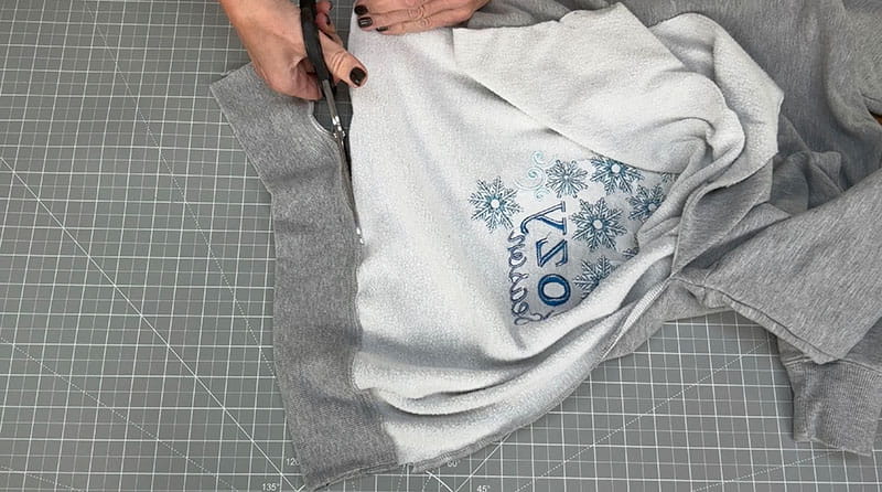 Embroidery sweatshirt with cutting board background