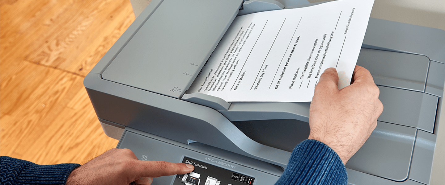 Paper feed into Brother printer