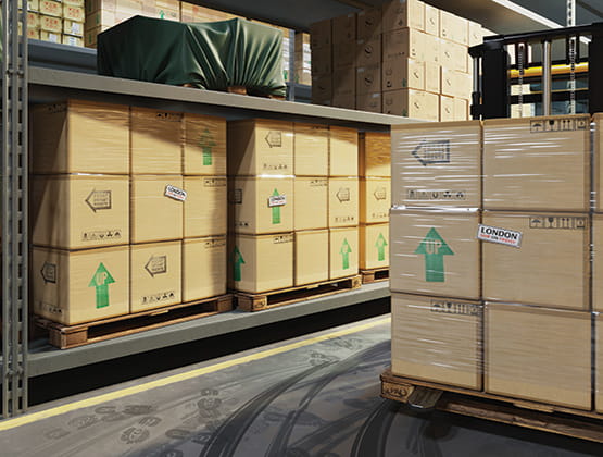 Boxes in warehouse
