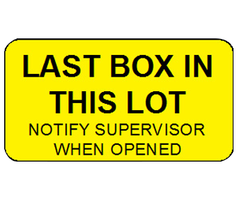 Last box in this lot label