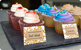 Cupcake with labeled cards