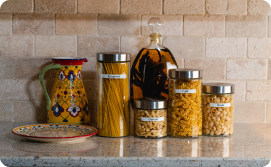 Labeled pasta jars
