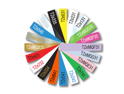 Circle composed of a variety of P-touch label tape strips
