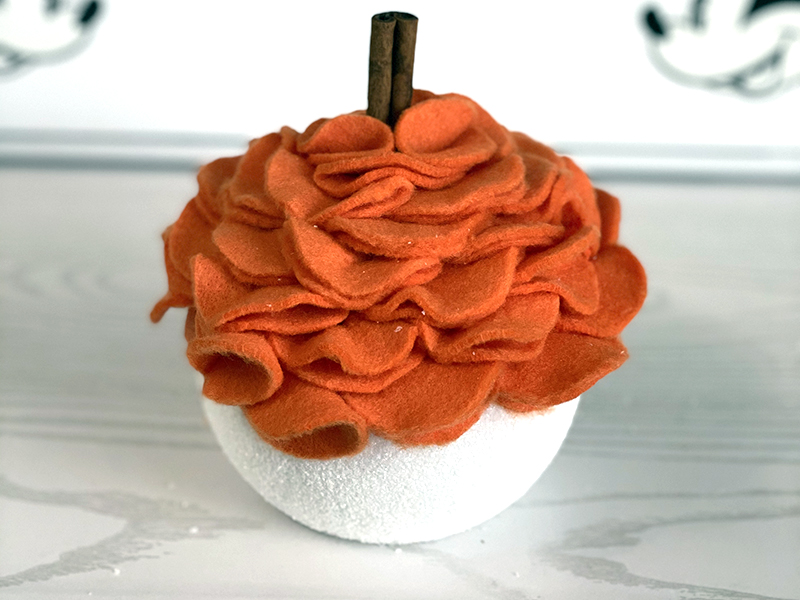 top of ball covered in fabric