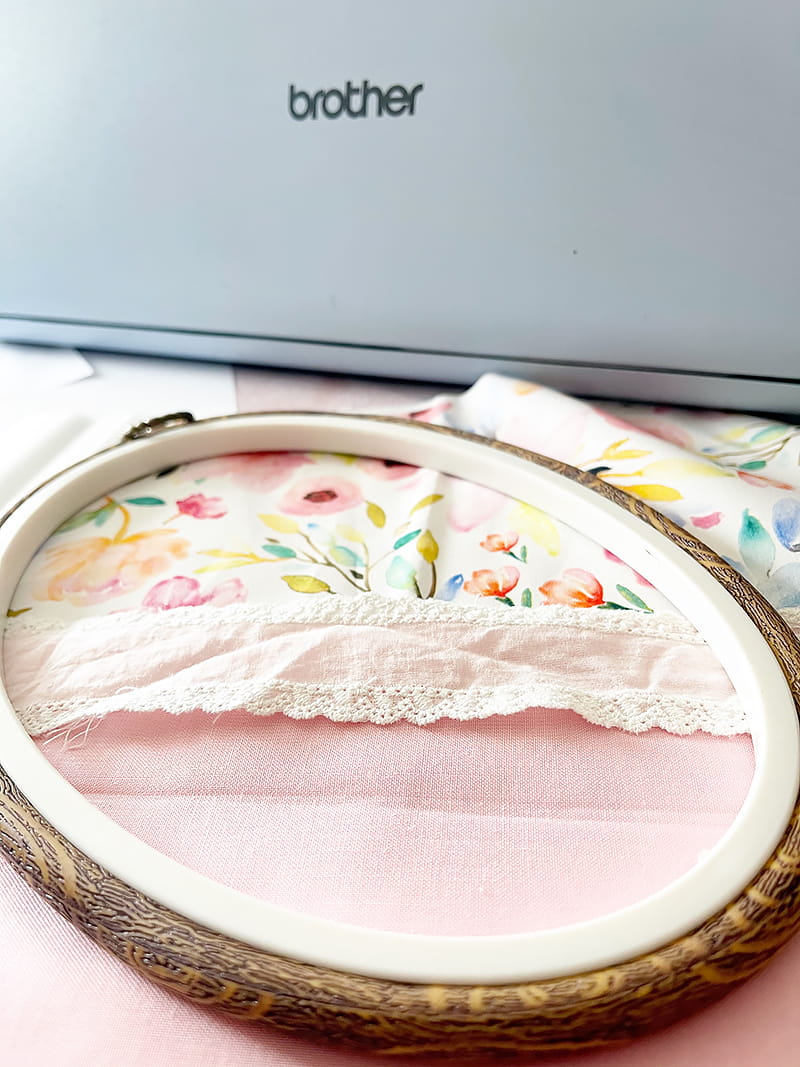 inside of embroidery hoop pocket
