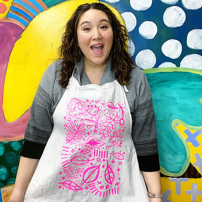 Julie wearing an apron