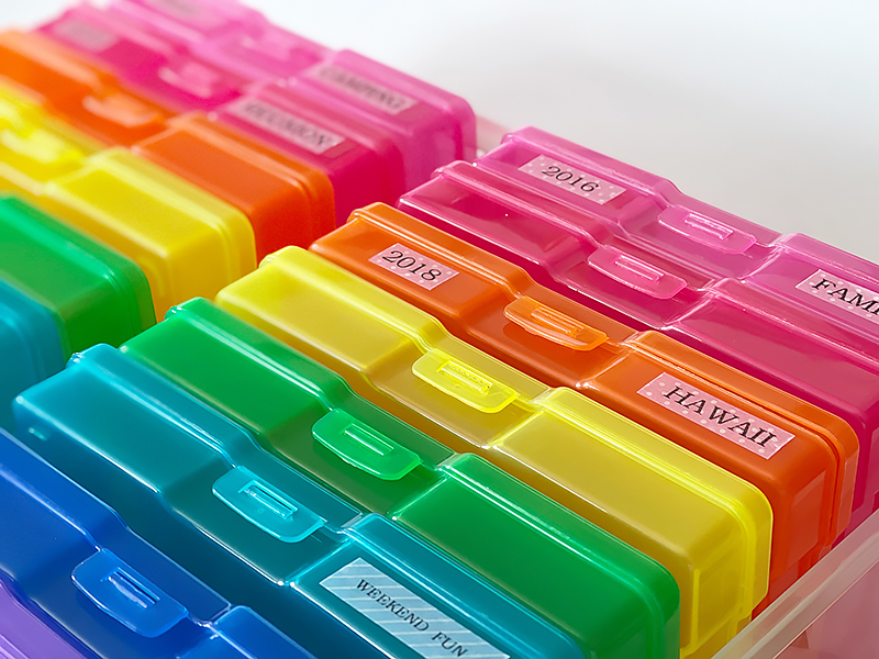 labeled organizing bins