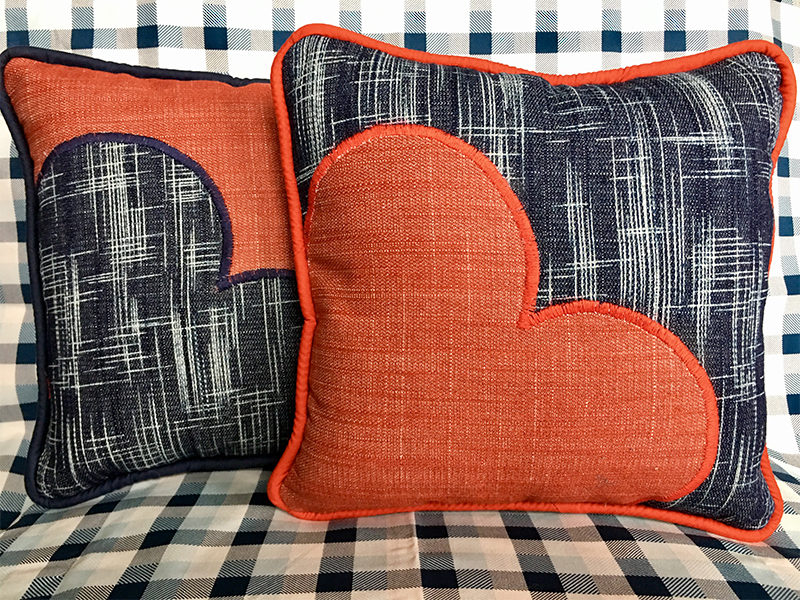 Oooh La La Denim Heart Pillow