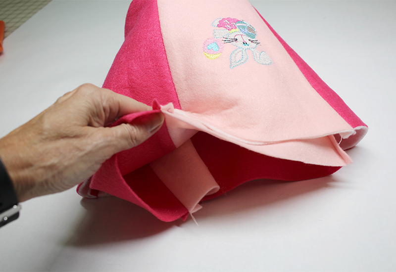 Easter Basket 25 - Insert the lining into the outside basket fabric.