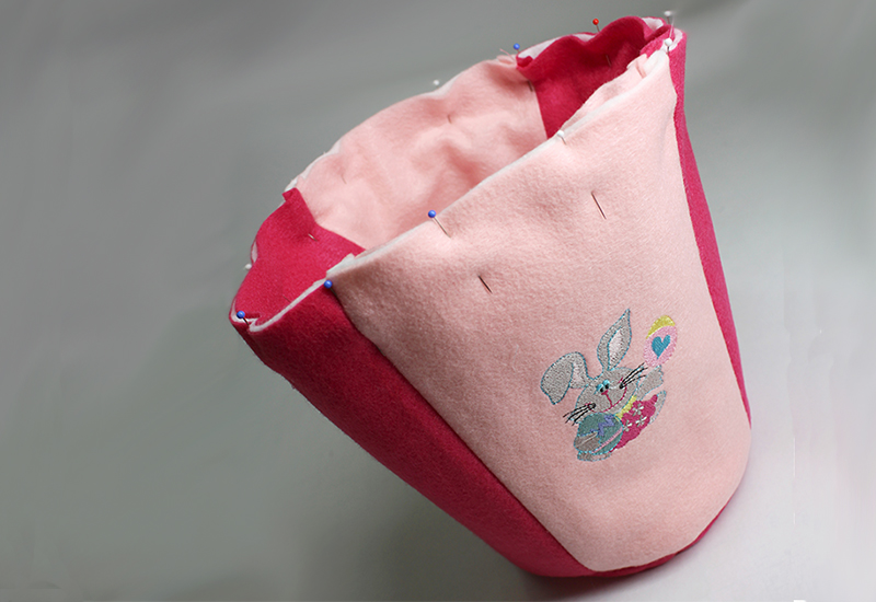 Easter Basket 29-Line up the seams and pin.