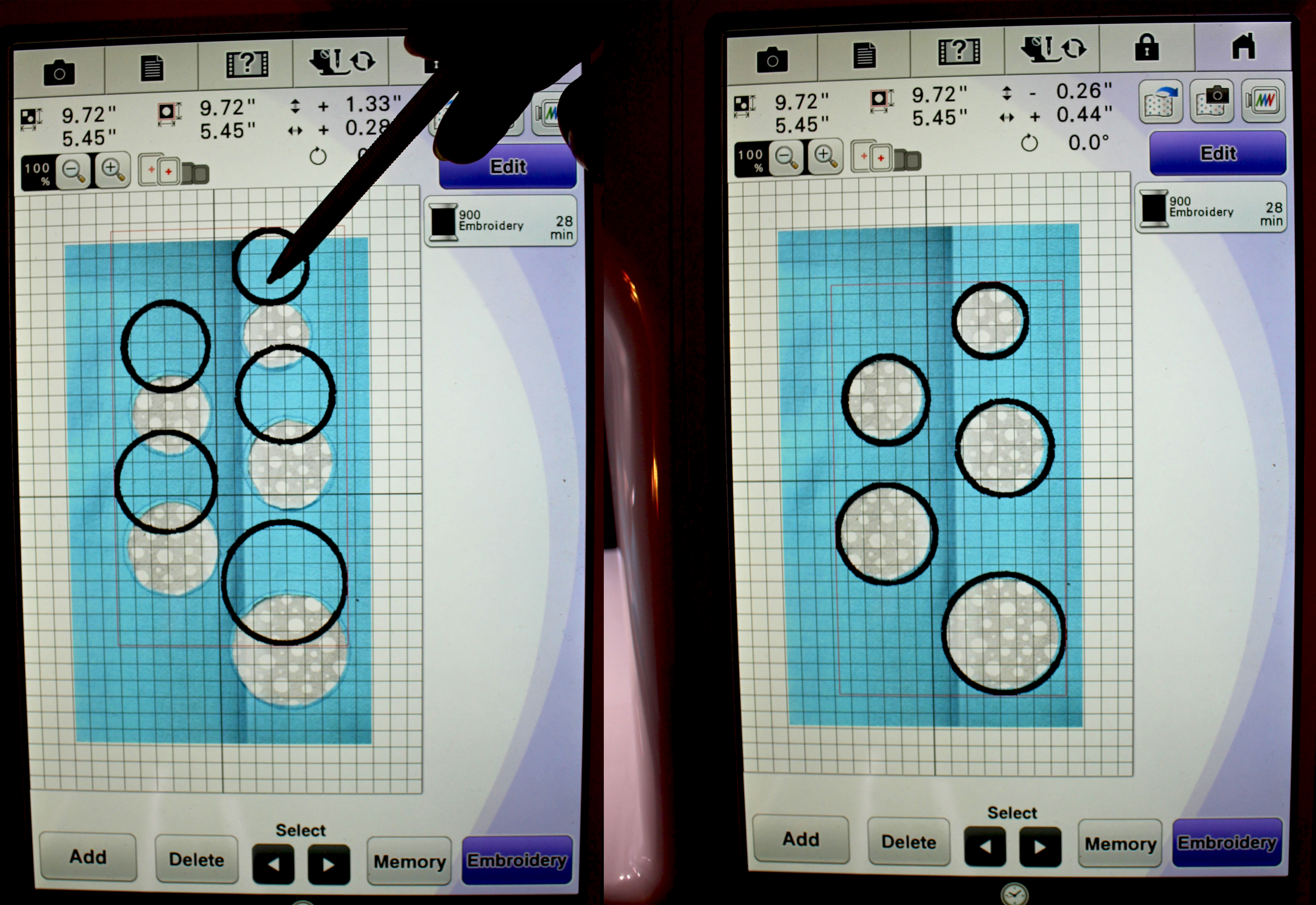 Move the design around to cover the previous circles.