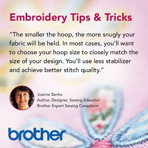 The smaller the hoop, the more snuggle the fabric will be held. In most cases, you'll want to choose your hoop size to closely match the size of your design. Youll use less stabilizer and achieve better stitch quality.