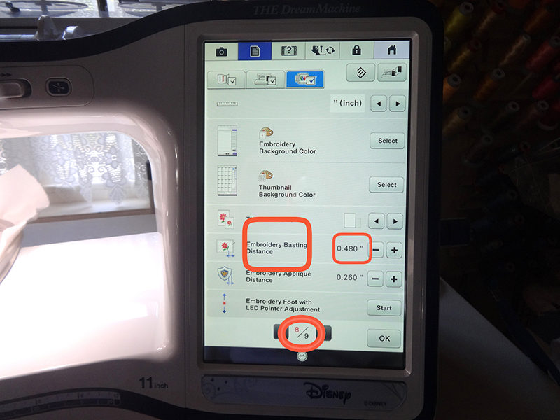 Image 5 basting distance screen ED text