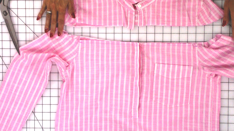 buttondown -45-Cut across the line for the seam allowance