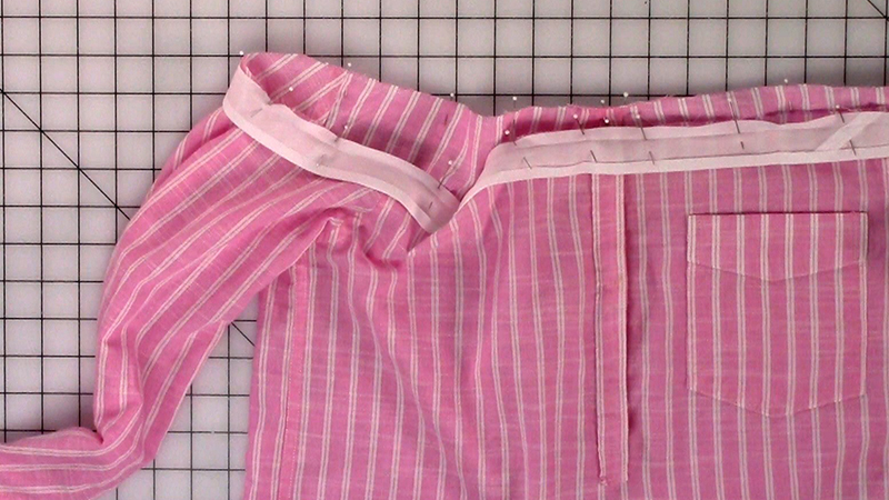Strapless top-68-Starting at the center back, with right sides together pin the bias tape to the cut edge