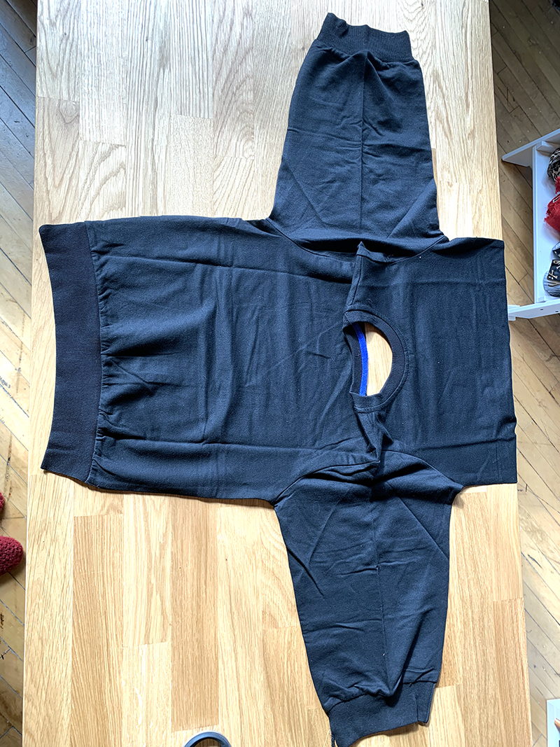 Lay sweatshirt on table