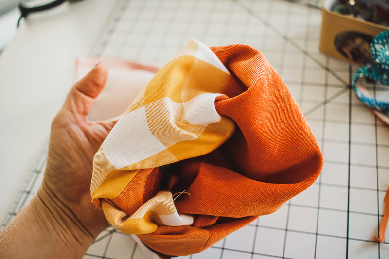Turn fabric right side out